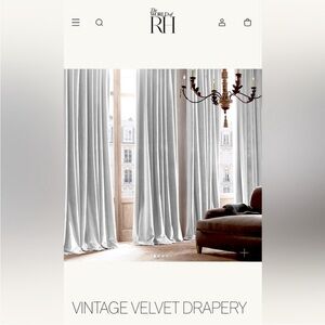 1 restoration hardware vintage velvet drape 100x108 double wide new repackage